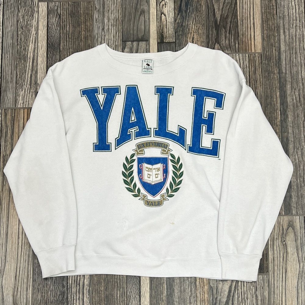 🔥🔥 Vintage YALE UNIVERSITY College CREWNECK Pullover Sweatshirt Women’s Lg - G